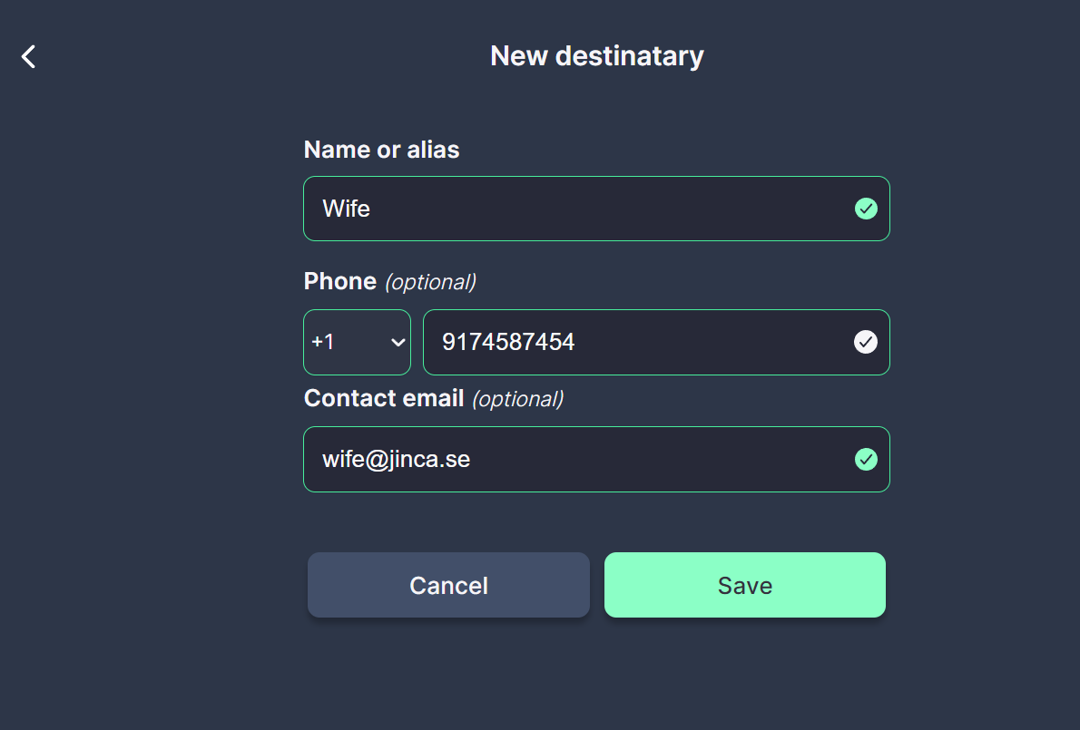 How to Add a Destinatary on Jinca and Assign Crypto – Jinca